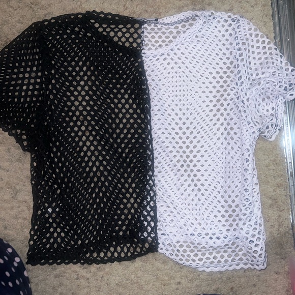 Fashion Nova Tops - Fashion Nova Black and White Mesh Top